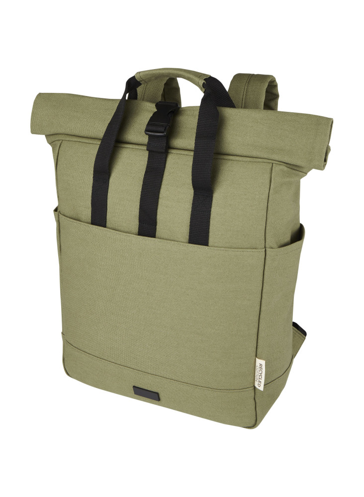 Sac publicitaire a dos ordinateur Joey de 15 L en toile recyclée GRS 15 pouces avec dessus enroulable