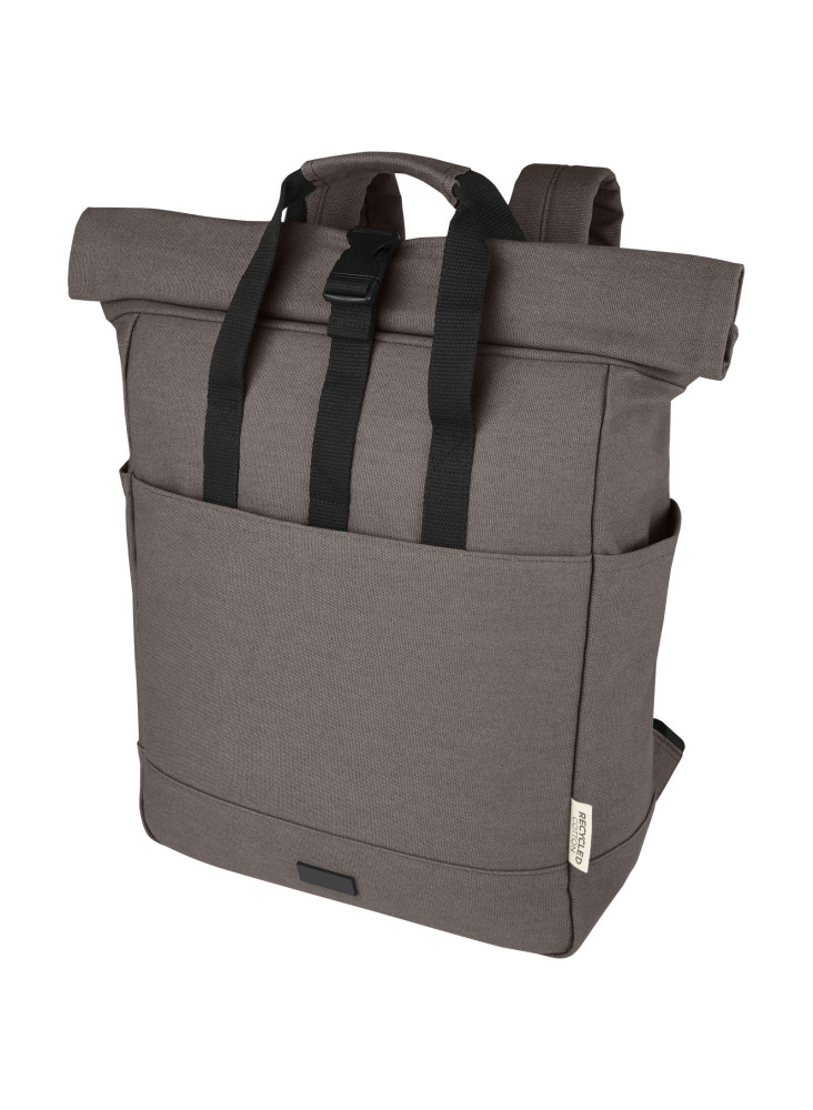 Sac publicitaire a dos ordinateur Joey de 15 L en toile recyclée GRS 15 pouces avec dessus enroulable