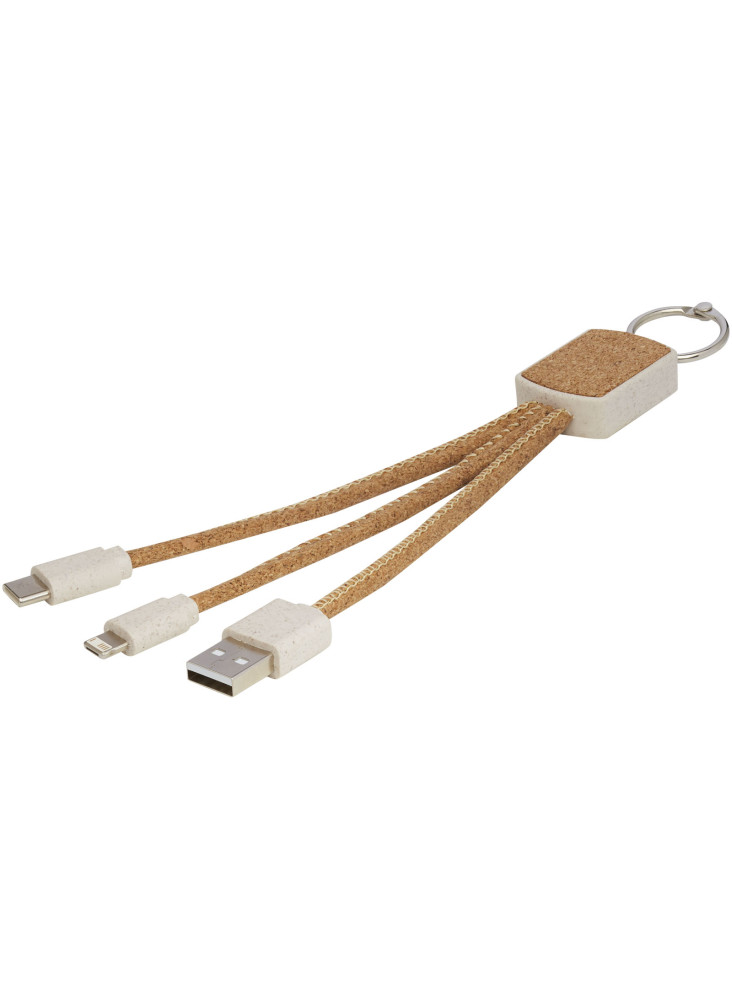 Câble de charge 3-en-1 Bates en paille de blé et liège