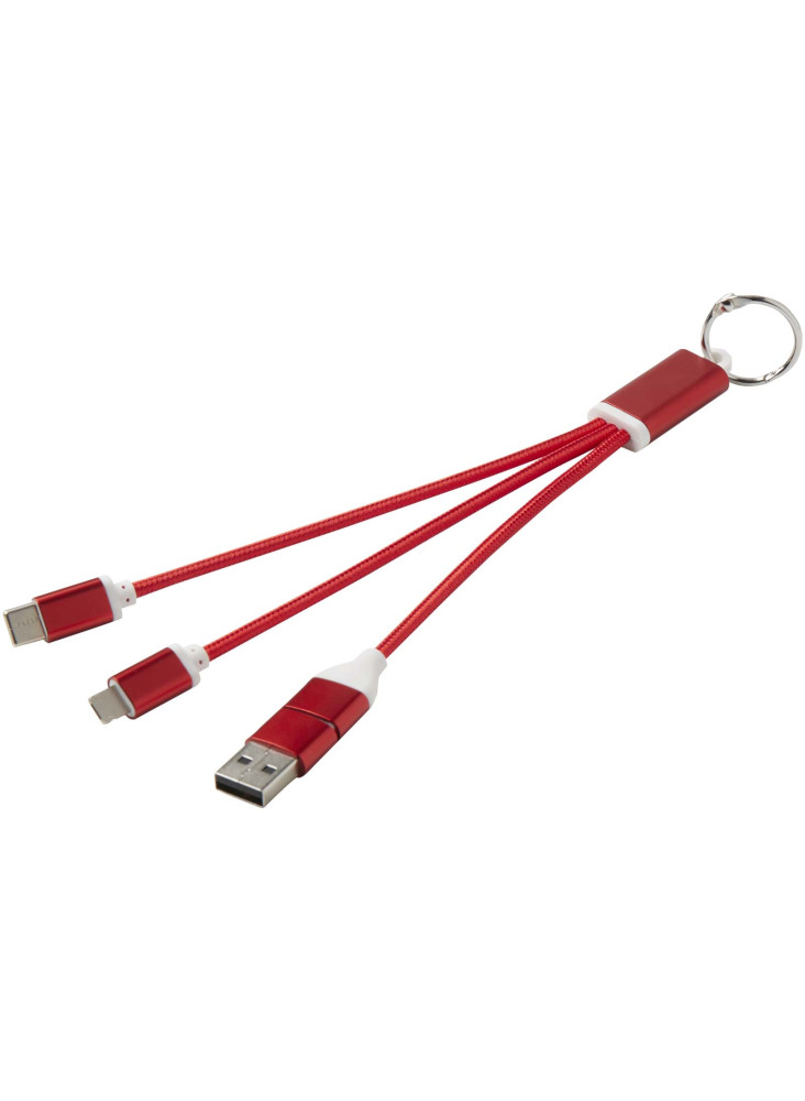 Câble de charge 4-en-1 Metal en aluminium recyclé avec porte-clés
