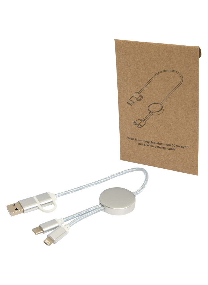Câble publicitaire 5-en-1 aluminium recyclé 30 cm Alasia