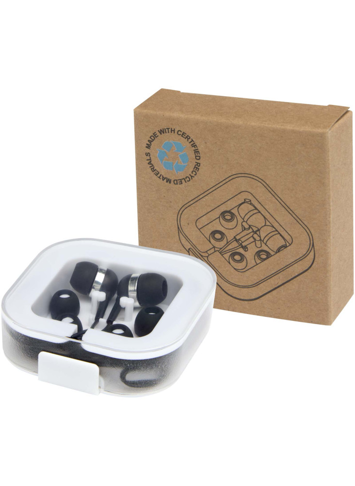 Casque publicitaire filaire USB-C avec boîte en plastique recyclé Baekdu