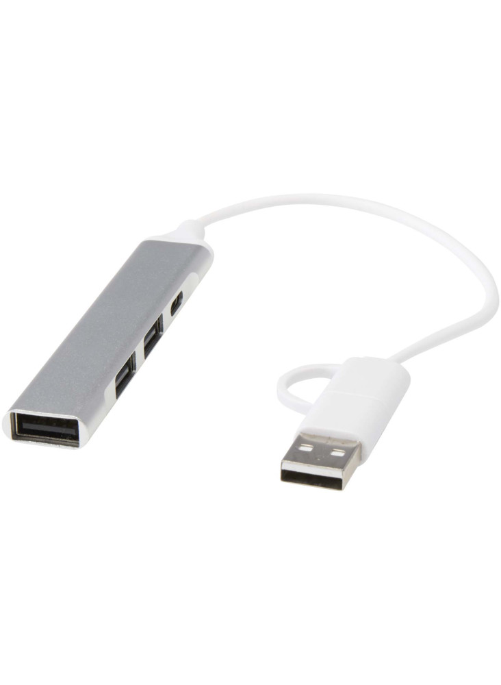 Hub USB-A et Type-C Alkaid à 4 ports en aluminium recyclé avec double entrée