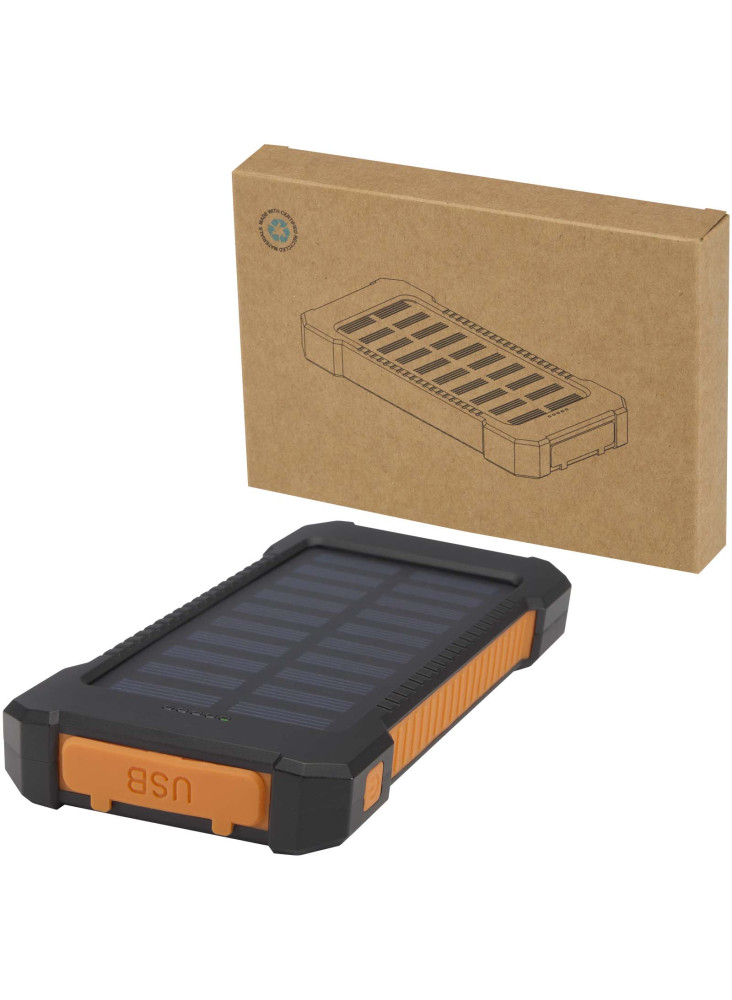Batterie de secours solaire Altair robuste de 5 000 mAh et 10 W en plastique recyclé avec lampe de poche intégrée