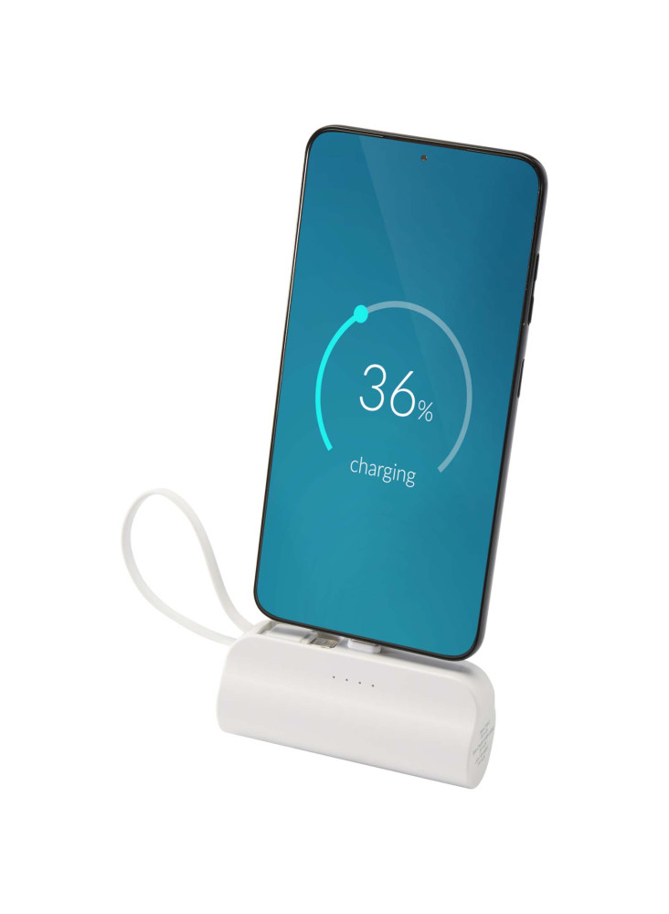 Batterie de secours Alnair Type-C de5 000 mAh et 10 W en plastique recyclé avec support de retournement intégré et câble 2 en