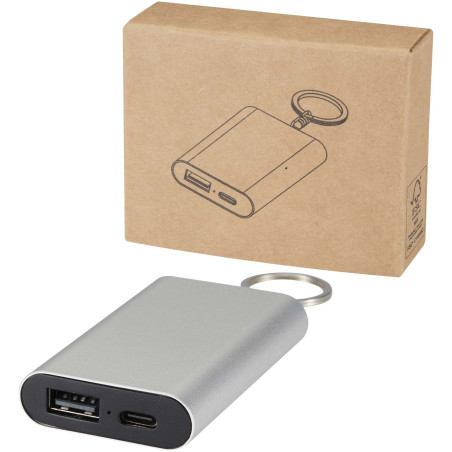 Batterie de secours Arcturus en aluminium recyclé de 2 000 mAh avec porte-clés