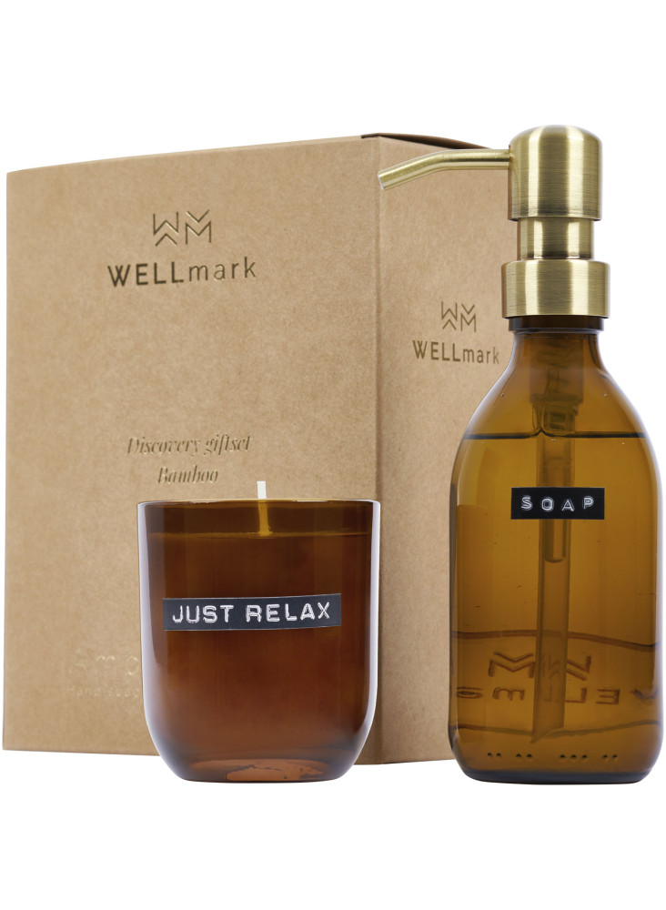Distributeur de savon pour les mains de 250 ml et ensemble de bougies parfumées de 150g Wellmark Discovery