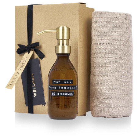 Coffret publicitaire savon serviette WELLmark Happy Home