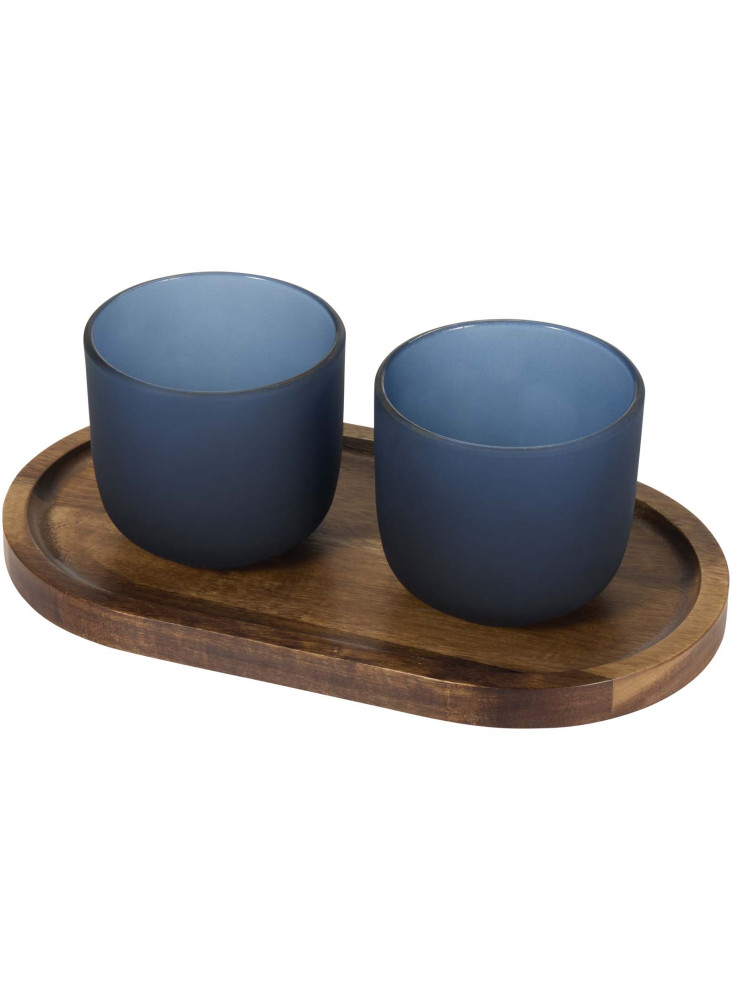 Plateau et verres publicitaires bois mat Male