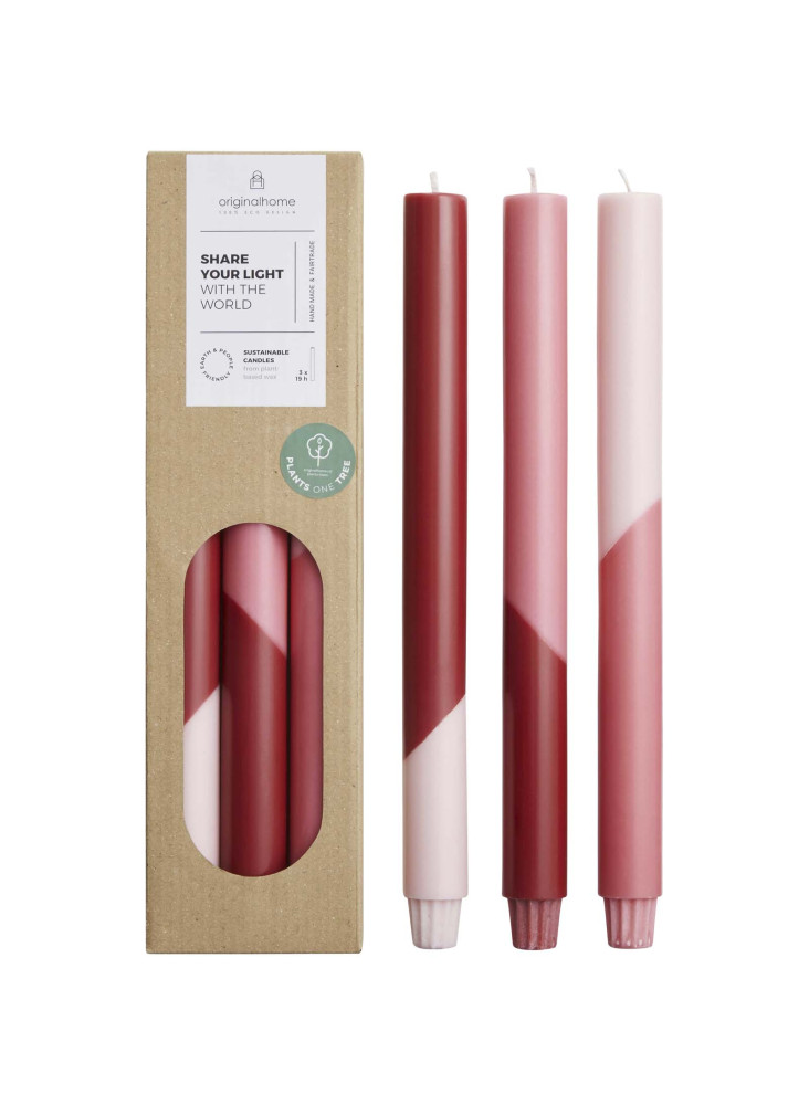 Bougies publicitaires rayures Originalhome Eden lot de 3