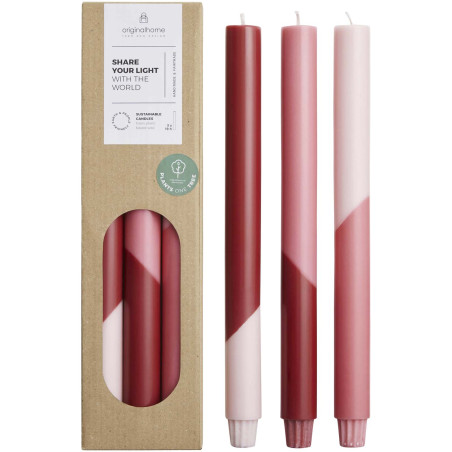 Bougies publicitaires rayures Originalhome Eden lot de 3