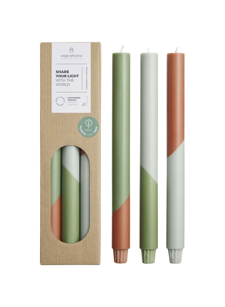 Bougies publicitaires rayures Originalhome Eden lot de 3