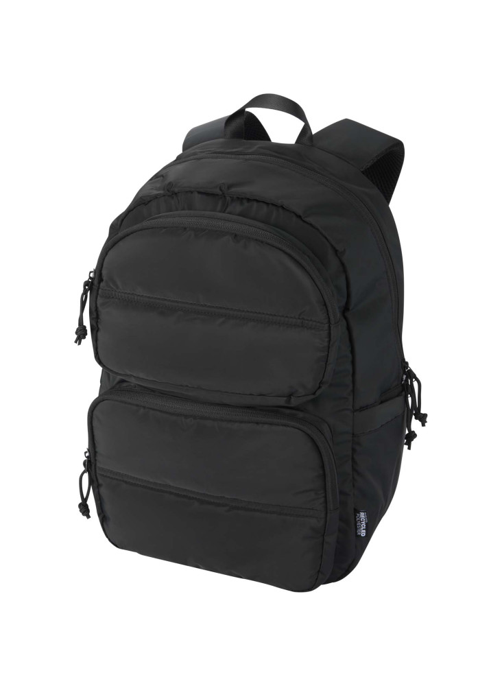Sac publicitaire a dos ordinateur Puffer de 15,6" recyclé et certifié GRS, 15 L