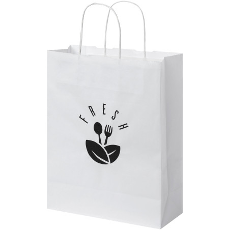 Sac publicitaire papier Kraft 80 g/m² avec poignées torsadées, 25 x 11 x 32 cm