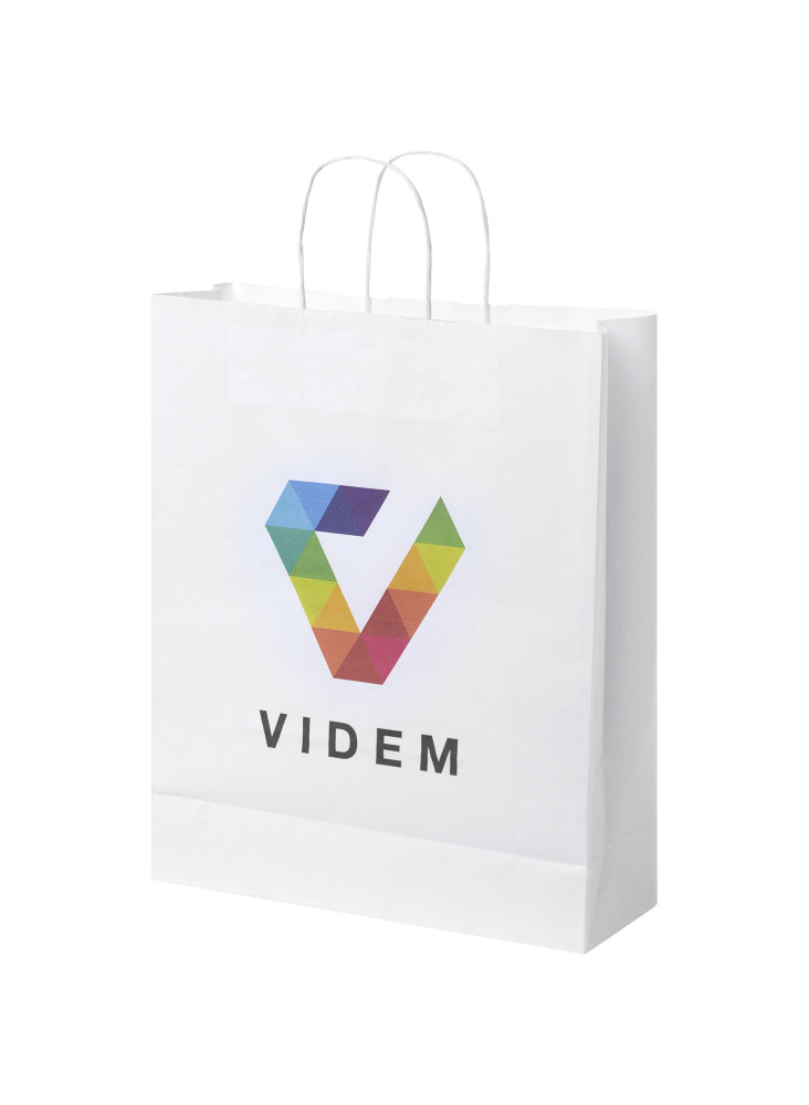 Sac publicitaire papier Kraft 80-90 g/m² avec poignées torsadées, 32 x 12 x 40 cm