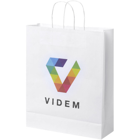 Sac publicitaire papier Kraft 80-90 g/m² avec poignées torsadées, 32 x 12 x 40 cm