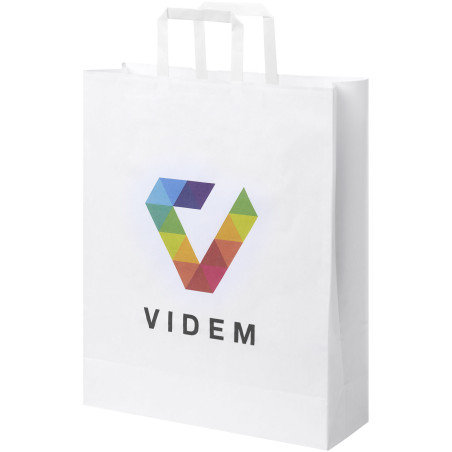 Sac publicitaire papier Kraft 80-90 g/m² avec poignées plates, 32 x 12 x 40 cm