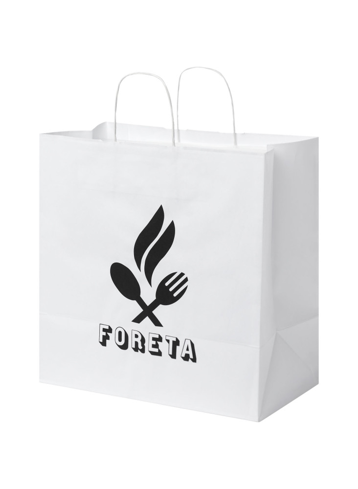 Sac publicitaire papier Kraft 80-90 g/m² avec poignées torsadées, 34 x 20 x 35 cm