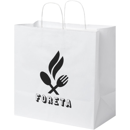 Sac publicitaire papier Kraft 80-90 g/m² avec poignées torsadées, 34 x 20 x 35 cm