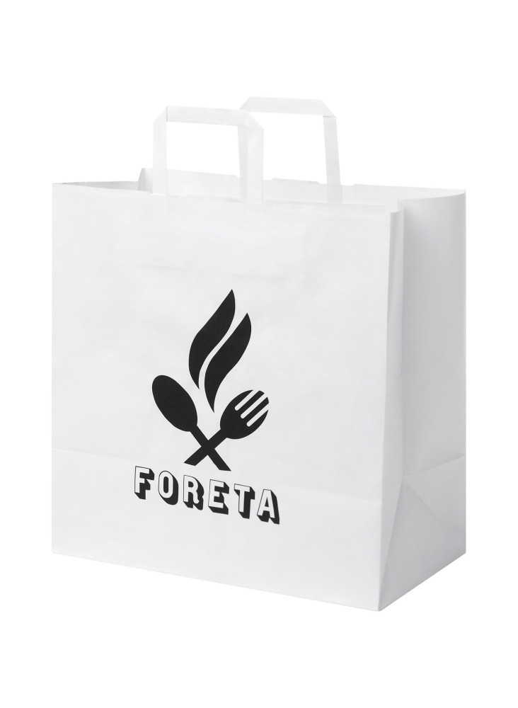 Sac publicitaire papier Kraft 80-90 g/m² avec poignées plates, 34 x 20 x 35 cm
