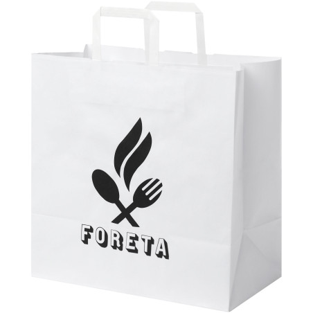 Sac publicitaire papier Kraft 80-90 g/m² avec poignées plates, 34 x 20 x 35 cm