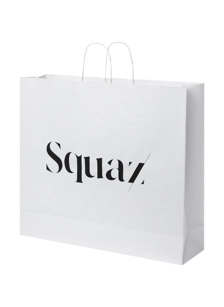 Sac publicitaire papier Kraft 90-100 g/m² avec poignées torsadées, 49,5 x 14 x 44 cm