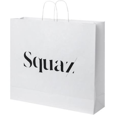 Sac publicitaire papier Kraft 90-100 g/m² avec poignées torsadées, 49,5 x 14 x 44 cm