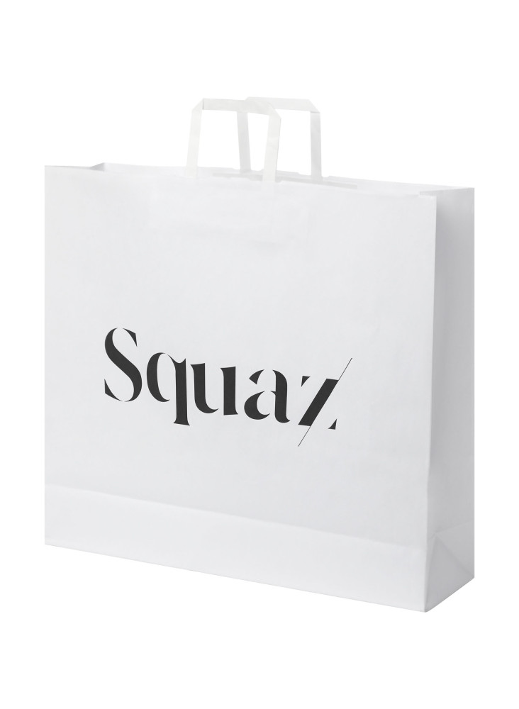 Sac publicitaire papier Kraft 90-100 g/m² avec poignées plates, 49,5 x 14 x 44 cm