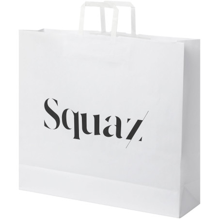 Sac publicitaire papier Kraft 90-100 g/m² avec poignées plates, 49,5 x 14 x 44 cm