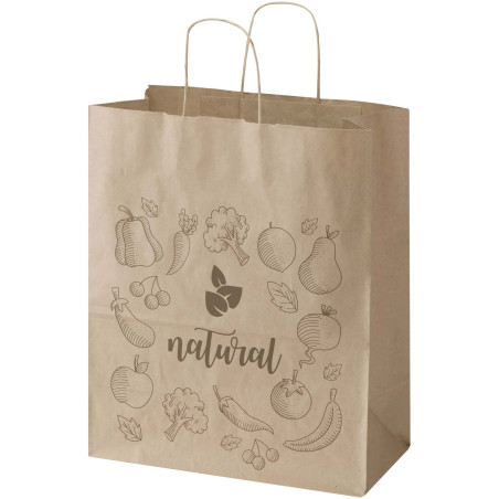 Sac publicitaire papier Kraft 80 à 90 g/m2 avec poignées torsadées 32 x 17 x 39 cm