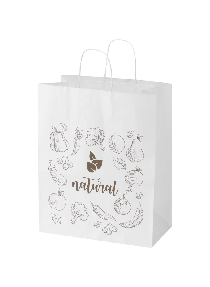 Sac publicitaire papier Kraft 80 à 90 g/m2 avec poignées torsadées 32 x 17 x 39 cm