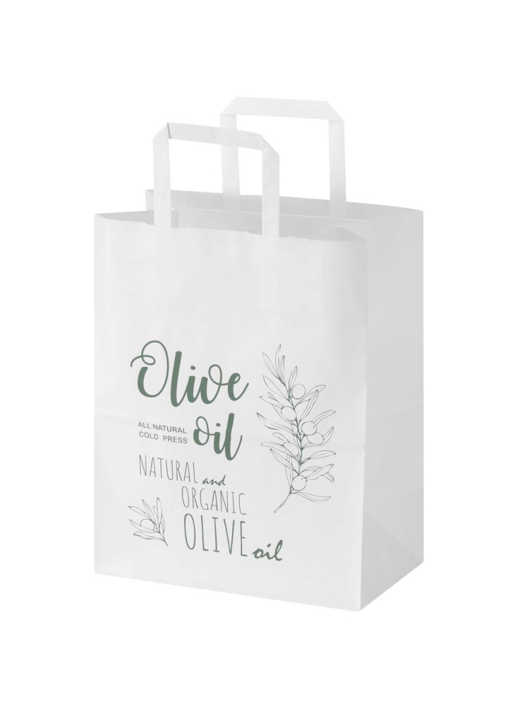 Sac publicitaire papier Kraft 80 g/m2 avec poignées plates 25 x 15 x 32 cm