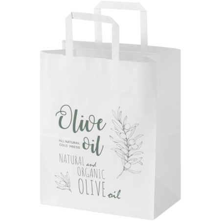 Sac publicitaire papier Kraft 80 g/m2 avec poignées plates 25 x 15 x 32 cm