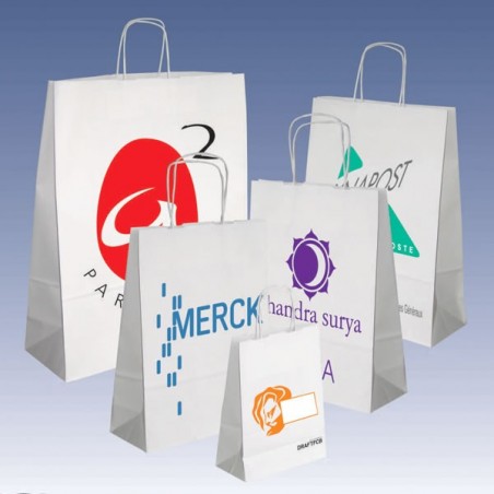 Sac Kraft Blanc Anses Torsadé publicitaire