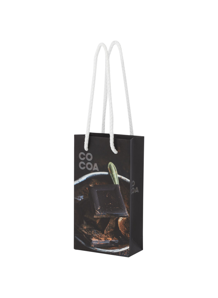 Sac publicitaire papier 170 g/m2 intégra fait à la main avec poignées torsadées en plastique, 9,5 x 4 x 17 cm