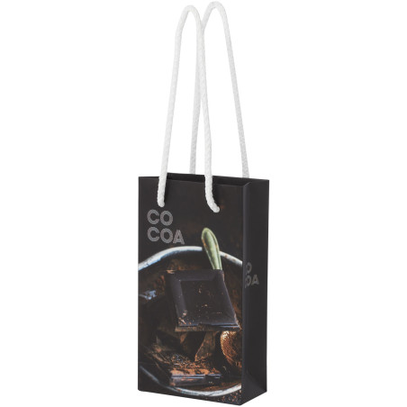 Sac publicitaire papier 170 g/m2 intégra fait à la main avec poignées torsadées en plastique, 9,5 x 4 x 17 cm