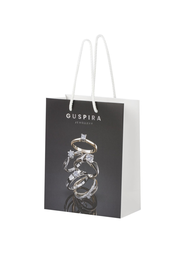 Sac publicitaire papier 170 g/m2 intégra fait à la main avec poignées torsadées en plastique, 18 x 9 x 23 cm