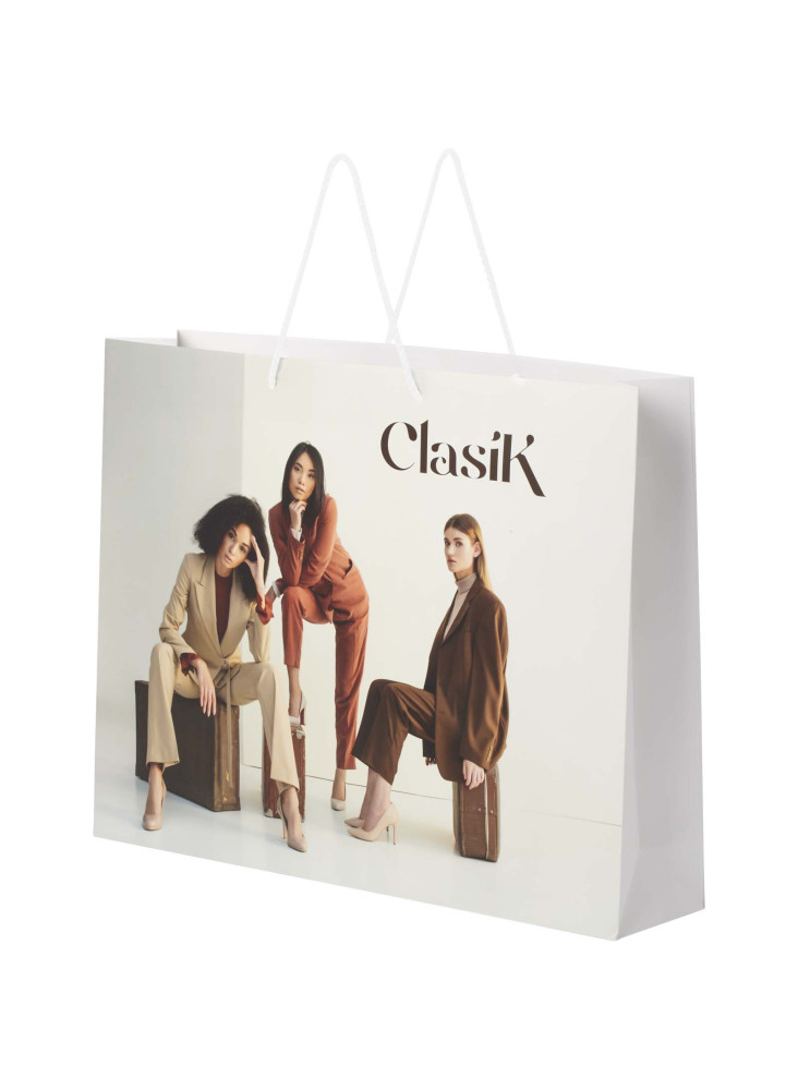 Sac publicitaire papier 170 g/m2 Integra fait à la main avec poignées torsadées en plastique, 45 x 10 x 35 cm