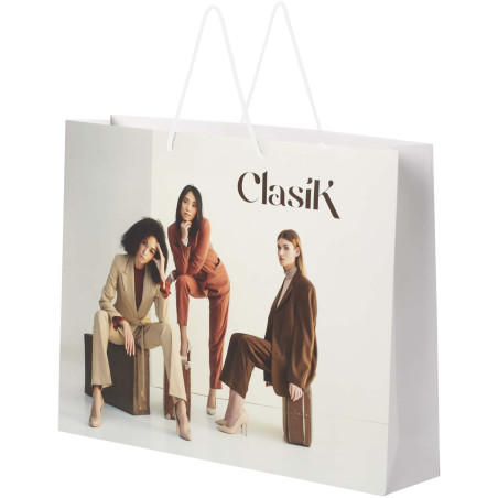 Sac publicitaire papier 170 g/m2 Integra fait à la main avec poignées torsadées en plastique, 45 x 10 x 35 cm