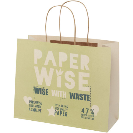 Sac publicitaire papier fabriqué à partir de déchets agricoles 150 g/m2 avec poignées torsadées, 31 x 12 x 25 cm