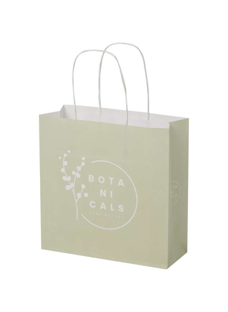 Sac publicitaire papier Kraft 120 g/m2 avec poignées torsadées, 24 x 9 x 24 cm