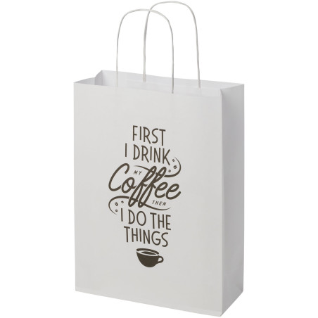 Sac publicitaire papier Kraft 120 g/m2 avec poignées torsadées, 24 x 9 x 32 cm