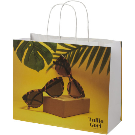 Sac publicitaire papier Kraft 120 g/m2 avec poignées torsadées, 31 x 12 x 25 cm