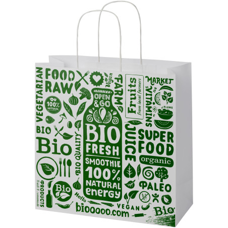 Sac publicitaire papier Kraft 120 g/m2 avec poignées torsadées, 31 x 12 x 31 cm
