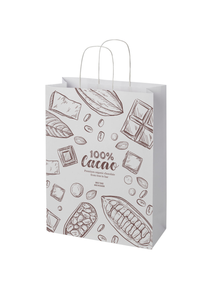 Sac publicitaire papier Kraft 120 g/m2 avec poignées torsadées, 31 x 12 x 41 cm