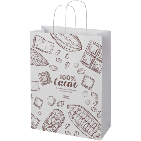 Sac publicitaire papier Kraft 120 g/m2 avec poignées torsadées, 31 x 12 x 41 cm