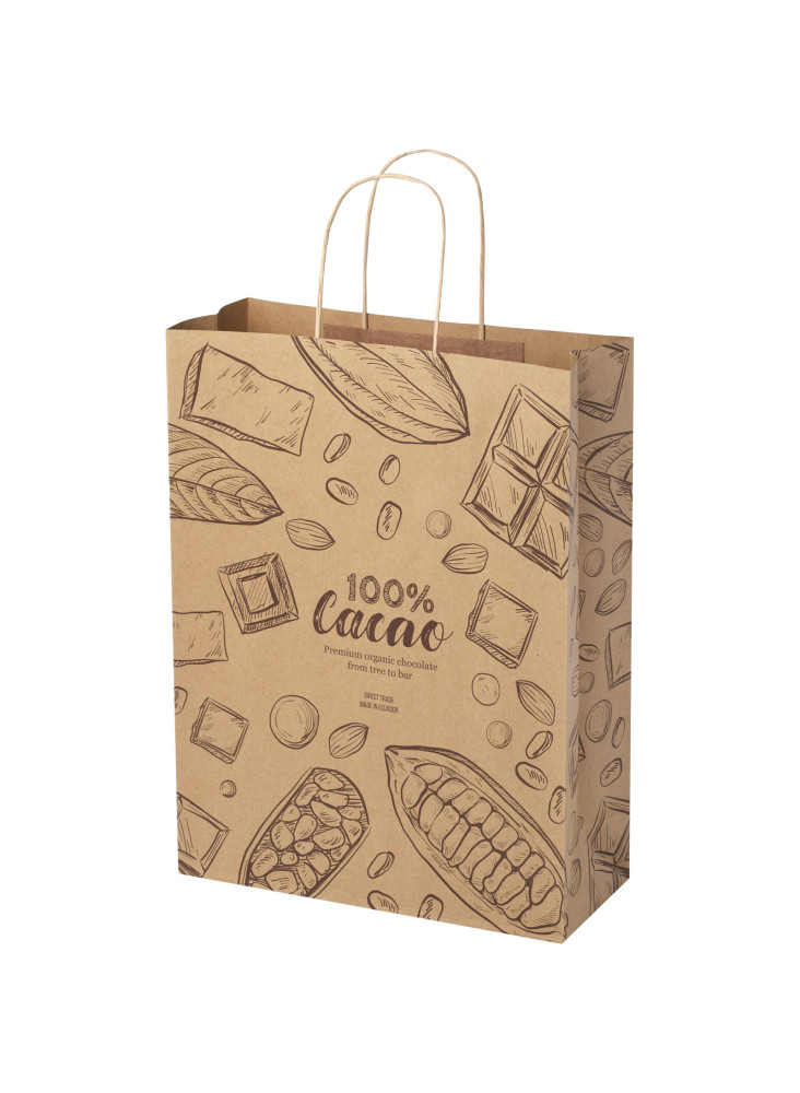Sac publicitaire papier Kraft 120 g/m2 avec poignées torsadées, 31 x 12 x 41 cm