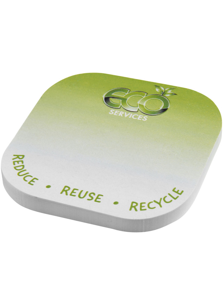 Notes adhésives recyclées Sticky-Mate® de forme carrée avec coins arrondis