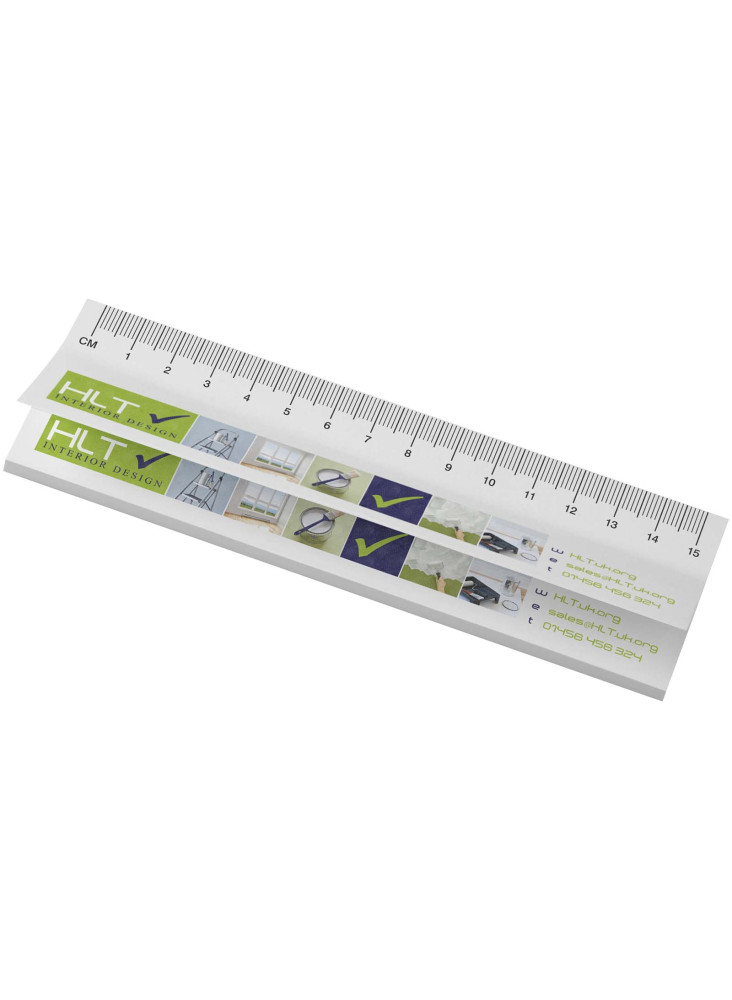 Notes autocollantes recyclées Sticky-Mate® avec règle imprimée 15 cms