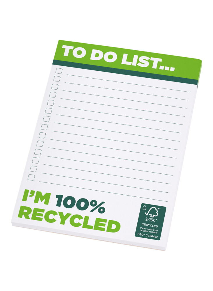Bloc-notes publicitaire Desk-Mate A6 en papier recyclé